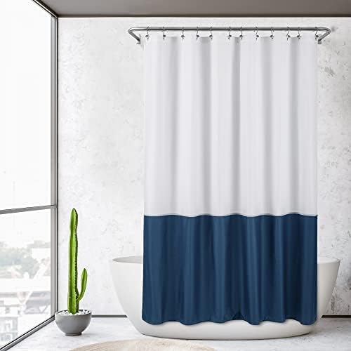 ALYVIA SPRING Waterproof Fabric Shower Curtain or Liner White/Navy, 72x72