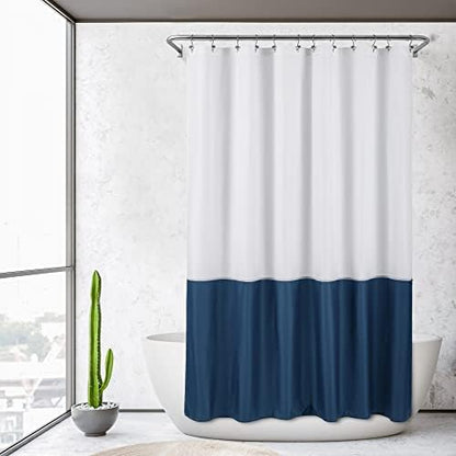 ALYVIA SPRING Waterproof Fabric Shower Curtain or Liner White/Navy, 72x72