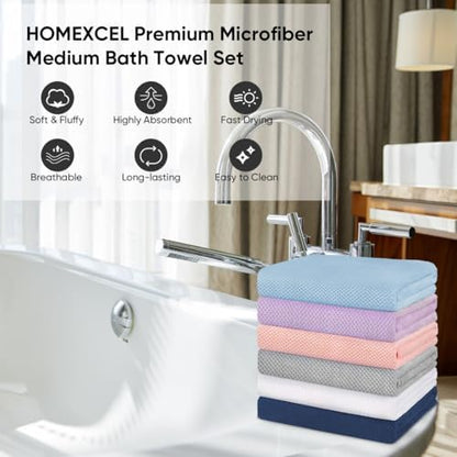 HOMEXCEL 6PK Bath Towel Set, 24x48 in, Absorbent&Quick Dry Towels for Hotel