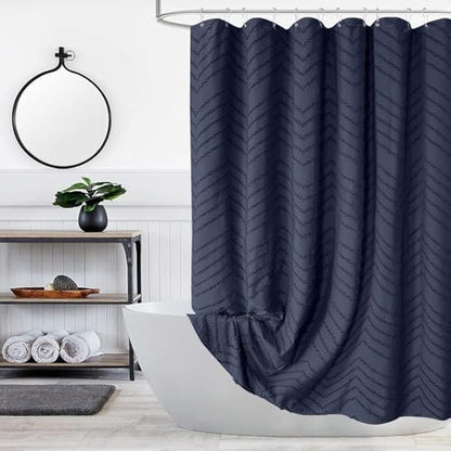 Navy Boho Fabric Shower Curtain 72 x 78 Inches