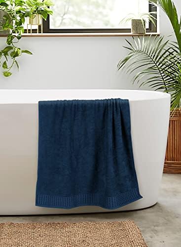 GLAMBURG 100% Cotton 2 Pack Oversized Bath Towel Set 28x55 Inches, Ultra Soft Highly Absorbant Compact Quickdry & Lightweight Large Bath Towels, Ideal for Gym Travel Camp Pool - Mineral Blue