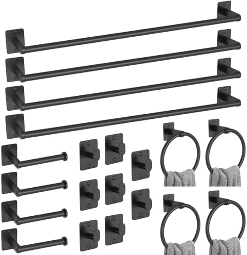 KLJKPA 20-Piece Bathroom Accessories Set, 24 inch Towel Bar