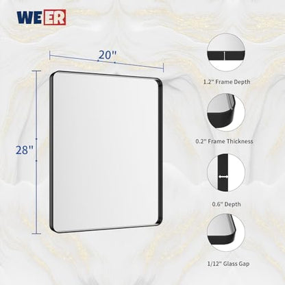 WEER Black Bathroom Vanity Mirror 20X28 Inch