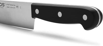 Arcos Chef Knife 8 Inch Stainless Steel. Cooking Knife to Cut and Peel Small Food. Ergonomic Polyoxymethylene Handle and 200mm Blade. Series Universal. Color Black