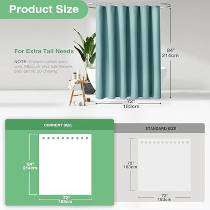 Dynamene Extra Long Waffle Shower Curtain 256 GSM 72"x84" Teal/Turquoise