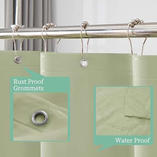 Mrs Awesome Sage Shower Curtain Liner with 3 Magnets, 72x72