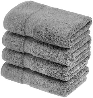 SUPERIOR Egyptian Cotton Plush & Absorbent, Hand Towel Set of 4, Charcoal