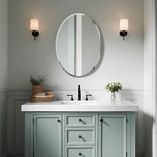 Bathroom Mirror for Over Sink 16" x 24" Oval Frameless Wall Mirror