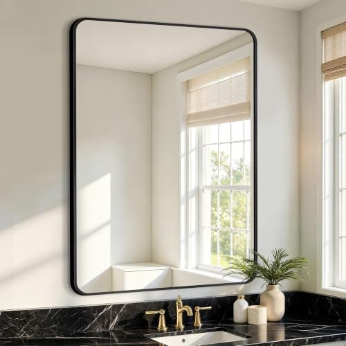 Vanity Bathroom Mirror, 40”x28” Black Bathroom Mirror for Over Sink