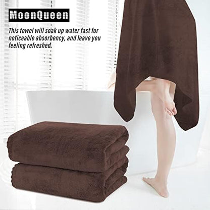 MOONQUEEN 6 Pack Premium Bath Towel Set - Quick Drying - Microfiber Coral Velvet Highly Absorbent Towels - Multipurpose Use as Bath Fitness, Bathroom, Shower, Sports, Yoga Towel (Wood Brown)