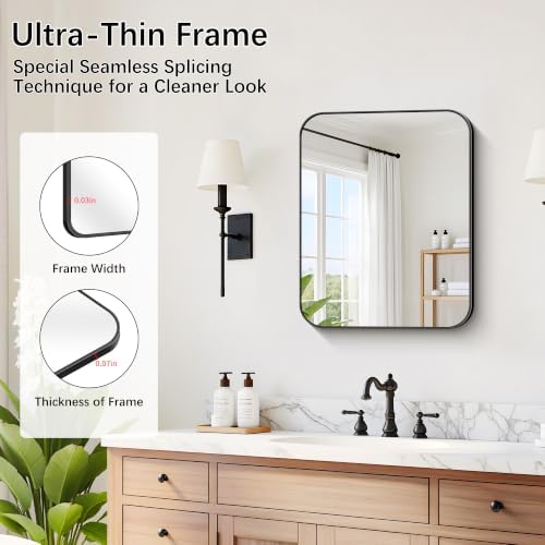 DESBING 16"x20" Bathroom Mirror for Over Sink, Black Framed Wall Mirror