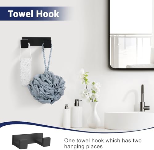 Lairuier Matte Black Bathroom Accessories, 23.6 inches Towel Bar Set