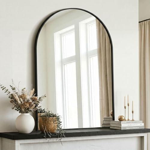 AMOISE Arched Bathroom Mirror for wall, 40"x30" Vanity Mirror, Black
