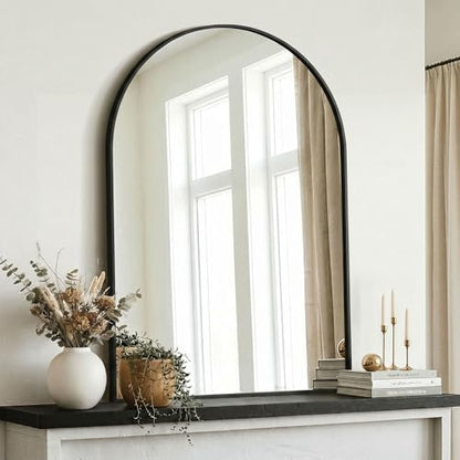 AMOISE Arched Bathroom Mirror for wall, 40"x30" Vanity Mirror, Black
