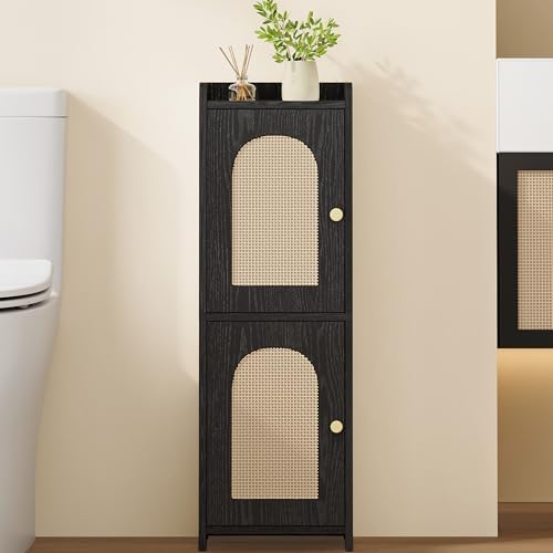 Hzuaneri Bathroom Storage Cabinet, Small Corner Floor Cabinet with 2 Doors