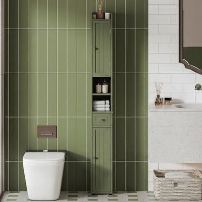 ChooChoo Narrow Bathroom Storage Cabinet with Adjustable Shelves and Drawer