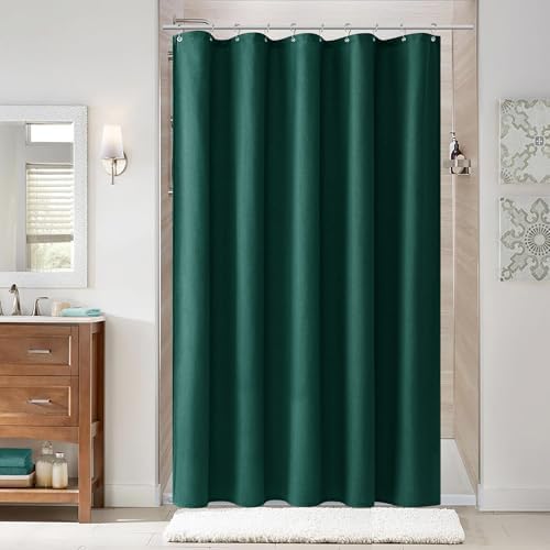 Naturoom Linen Shower Curtain 54x78 Inch for Bathroom Dark Green 1 Panel