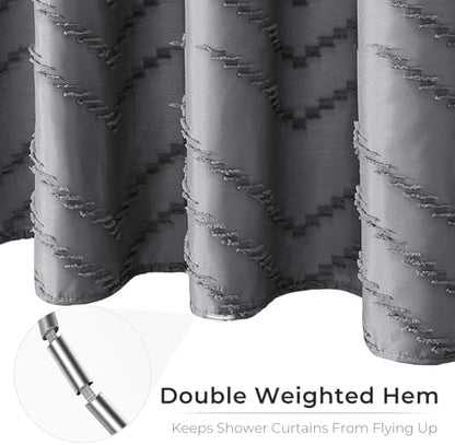Grey Boho Fabric Shower Curtain 72 x 96 Inches