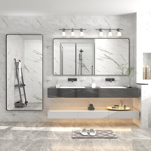 60x28 Black Framed Bathroom Mirror