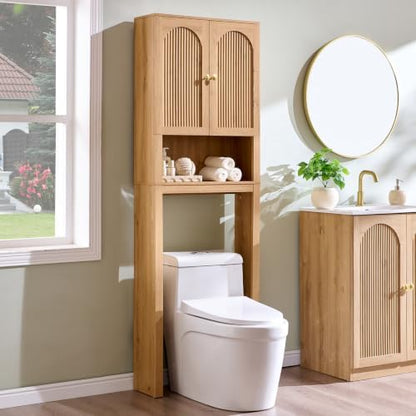 72" Over The Toilet Storage Cabinet, Wood Bathroom Storage Cabinet, Natural