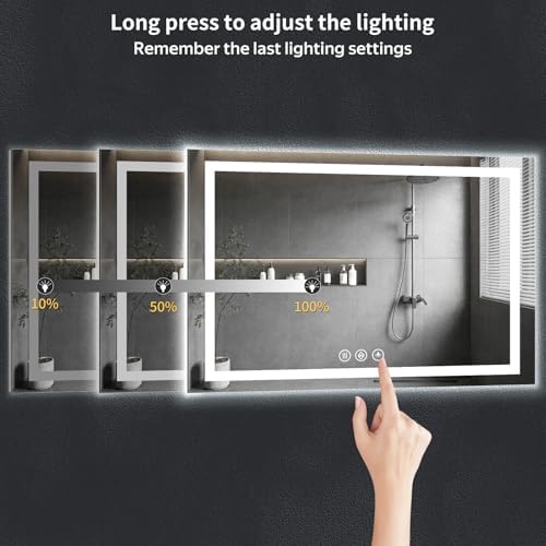60"x30" LED Bathroom Mirror with Lights, Backlit+Frontlit, Anti-Fog