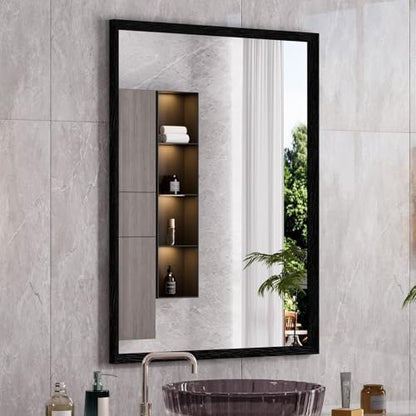 WEER Matte Black Bathroom Vanity Mirror 22X30 Inch