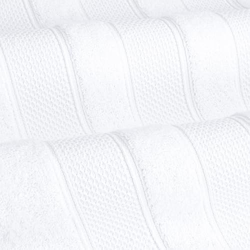American Soft Linen Salem Turkish Bath Towel Set, 100% Cotton 600 GSM 6 Piece Towels for Bathroom, 2 Bath Towels 2 Hand Towels 2 Washcloths, White