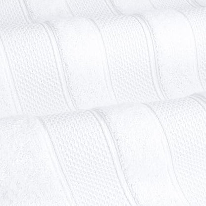 American Soft Linen Salem Turkish Bath Towel Set, 100% Cotton 600 GSM 6 Piece Towels for Bathroom, 2 Bath Towels 2 Hand Towels 2 Washcloths, White