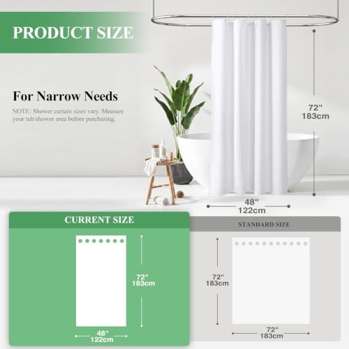 Dynamene Stall Waffle Shower Curtain 256 GSM Heavy Fabric 48x72 White