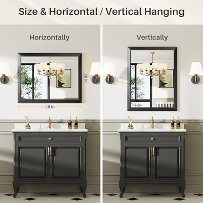 Briivue Black Metal Framed Bathroom Wall Mirror, 24x32 Inch
