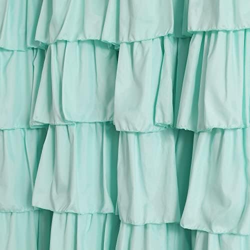 Lush Decor Ruffle Shower Curtain | Floral Textured Vintage Chic Farmhouse Style Design, Light Turquoise, 72" x 72"
