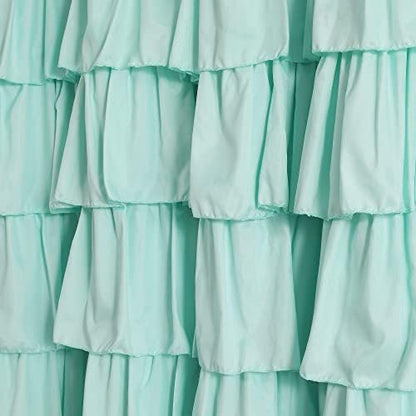 Lush Decor Ruffle Shower Curtain | Floral Textured Vintage Chic Farmhouse Style Design, Light Turquoise, 72" x 72"