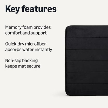 Amazon Basics Absorbent & Fast Dry Plush Memory Foam Bath Mat, 17 x 24 in, Black