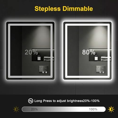 LED Bathroom Mirror with Lights, 30"x36" Lighted Vanity Mirror for Wall