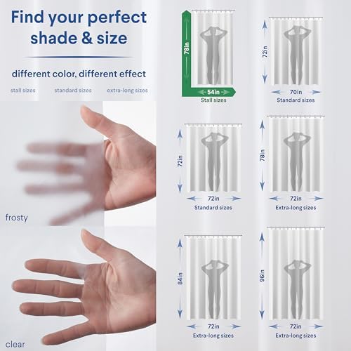Clorox Shower Curtain Liner, Premium Medium-Weight Durable Waterproof 6g PEVA for Bathroom with Weighted Magnets, Extra Long 54" x 78", Clear 1 Pack