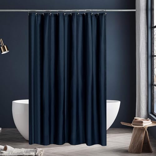 N&Y HOME Fabric Shower Curtain or Liner Extra Long 72 x 84, Navy Blue