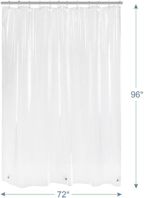 Amazer Extra Long Shower Curtain Liner, 72 x 96 Clear Plastic Shower Liner PEVA Waterproof Medium Weight Shower Curtains for Bathroom with Magnets and Grommets