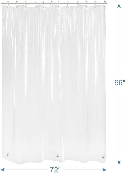 Amazer Extra Long Shower Curtain Liner, 72 x 96 Clear Plastic Shower Liner PEVA Waterproof Medium Weight Shower Curtains for Bathroom with Magnets and Grommets
