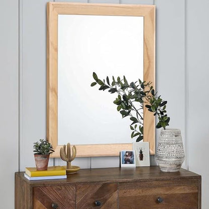 AAZZKANG Rustic Mirrors for Wall Rectangle Wood Frame Mirror Large 26"x18" Decorative for Farmhouse Bedroom Bathroom Living Room Large
