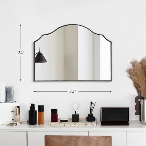 Besdomus Black Wooden Vanity Mirror: 32"x24" Bathroom Mirrors for Over Sink