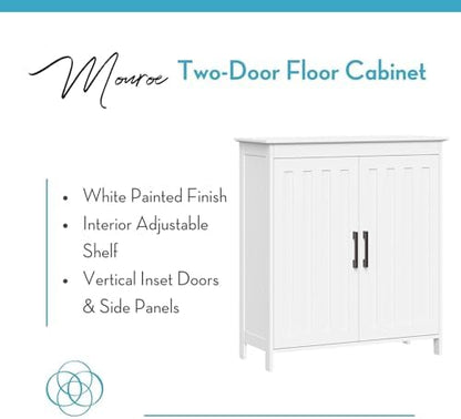 RiverRidge Monroe Two-Door Bathroom Floor Storage Cabinet - White