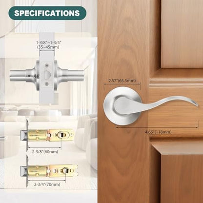 GOBEKOR 8 Pack Passage Door Levers Brushed Nickel Passage Lever Door Handles Interior Door Handle with Lock Hallway Closet Door Handles
