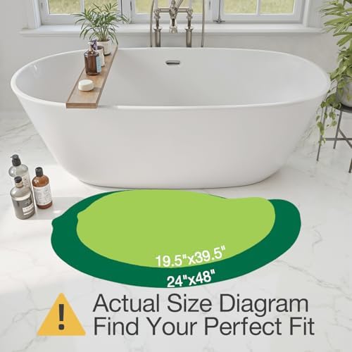 LUMI Cute Bathroom Rug Green Leaf, Absorbent Non Slip Bath Mat, 24"x48"