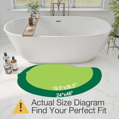 LUMI Cute Bathroom Rug Green Leaf, Absorbent Non Slip Bath Mat, 19.5"x39.5"