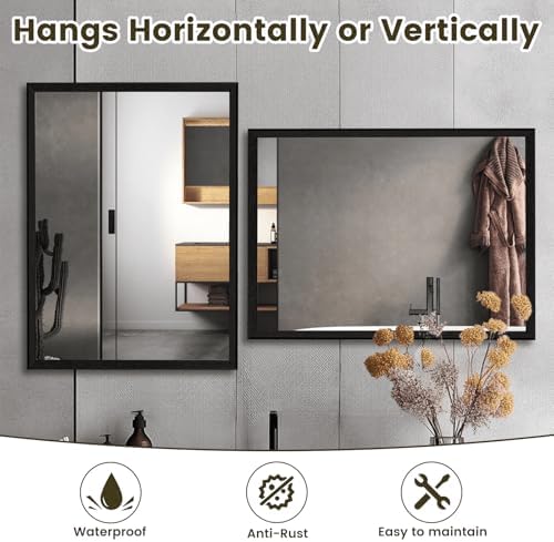 WEER Matte Black Bathroom Vanity Mirror 48X36 Inch