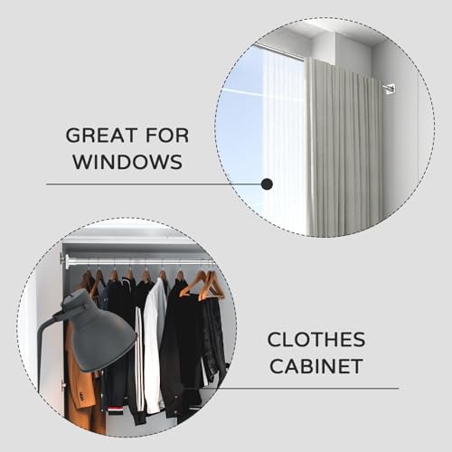 UIOSANRT Stainless Silver Shower Curtain Rod 31-79 Inches Non-Slip Shower Rod Tension Mounted No Drill Shower Curtain Rods Spring Tension Rod Adjustable Tension Curtain Rod for Windows Bathroom
