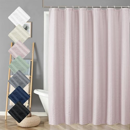 Aiyufeng Moga Pink Shower Curtain - 3D Embossed Cloth Shower Curtain for Bathroom, Hotel Luxury Pink Bathroom Curtains, Machine Washable, Standard Size 72Wx78H