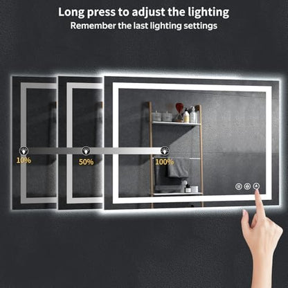48"x32" LED Bathroom Mirror with Lights, Backlit+Frontlit, Anti-Fog