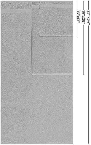 American Veteran Towel, 100% Cotton Turkish 6 Piece Towel Set, Luxury Towels Set of 6 for Bathroom Essentials, 2 Bath Towel 2 Hand Towel 2 Washcloth, Light Grey