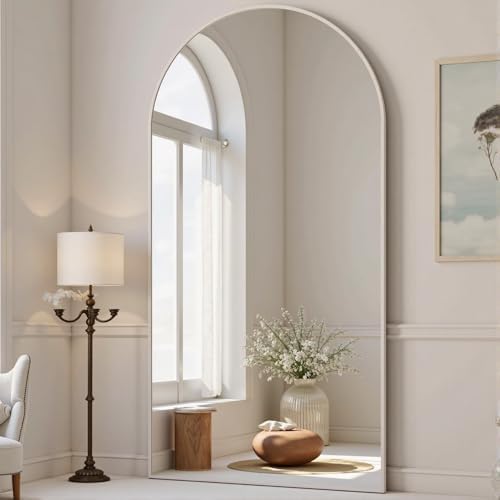 Dewfig Arched Full Length Mirror, 76"x34" Large Floor Mirror, White